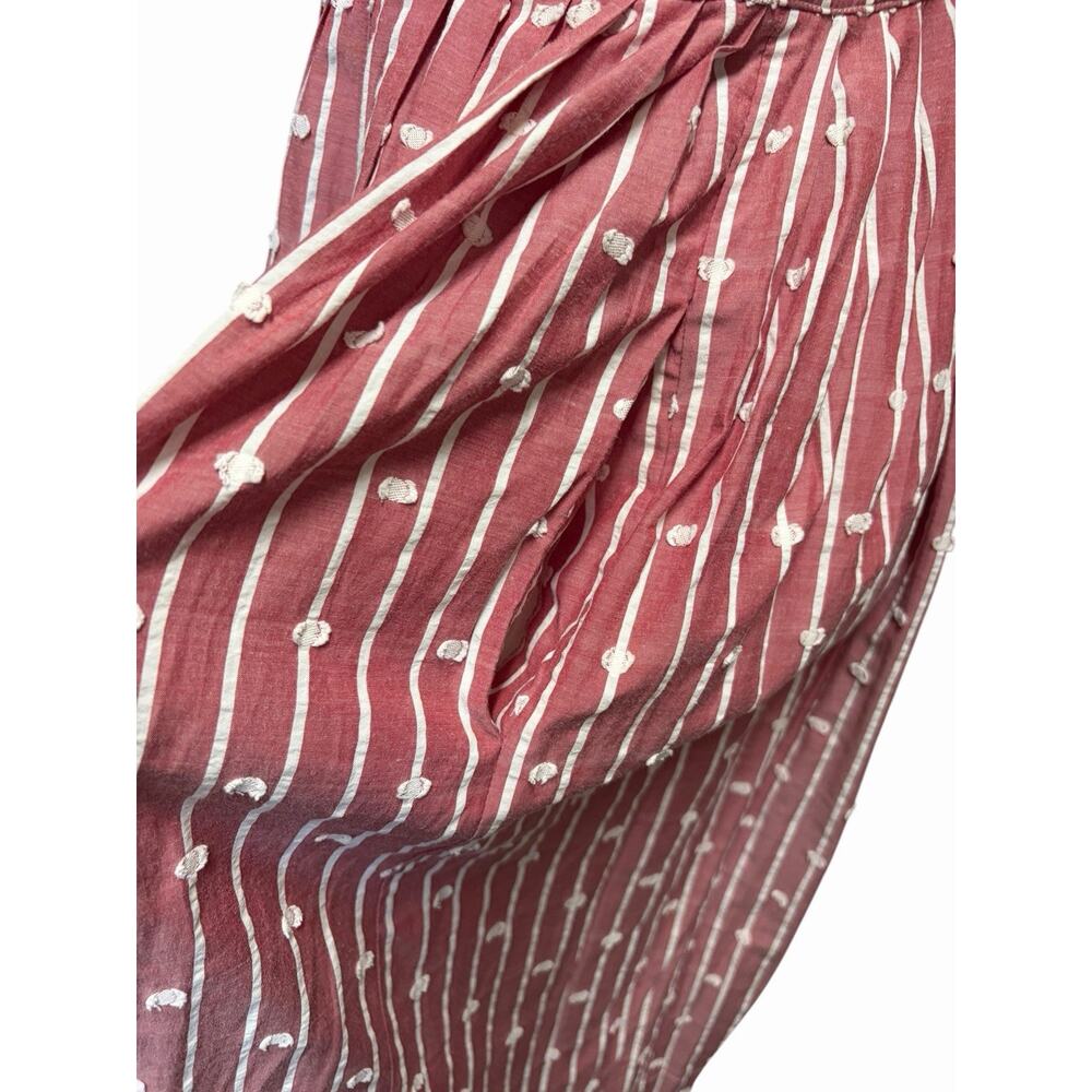 Maeve Anthropologie Hudson Dress Red White Striped Clip Dot Midi Size 6 - Picture 4 of 7